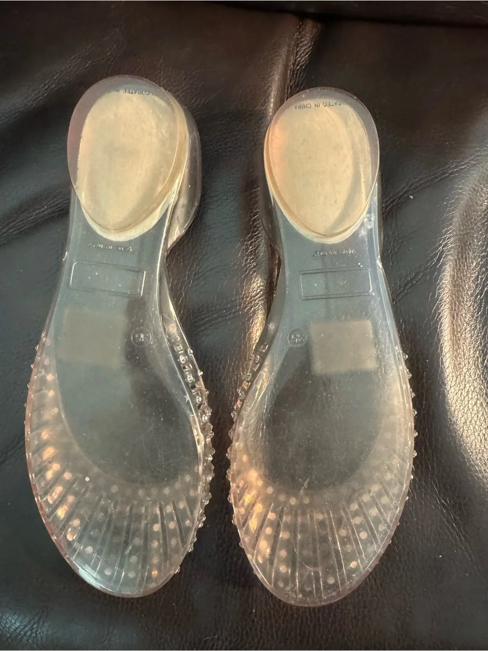 Stuart Weitzman Clear Crystal-Studded Jelly Flats